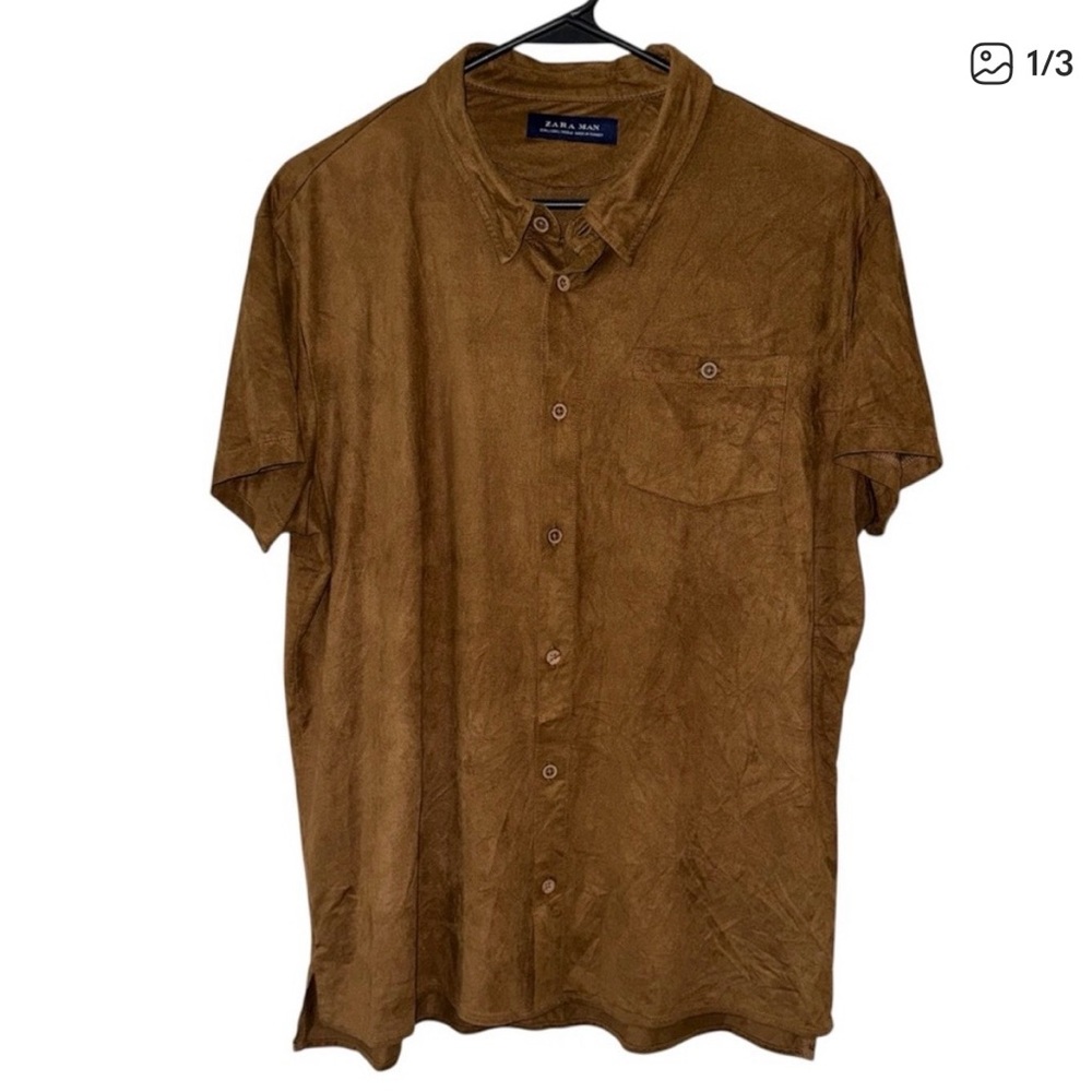 Zara Men's Tan Casual Button Down Shirt
